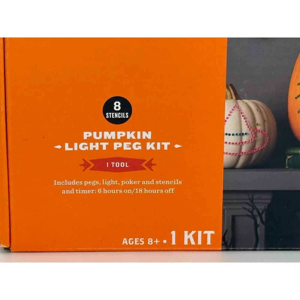 Hyde and Eek Pumpkin Light Peg Kit 400 Pegs 8 Stencils Halloween Decor